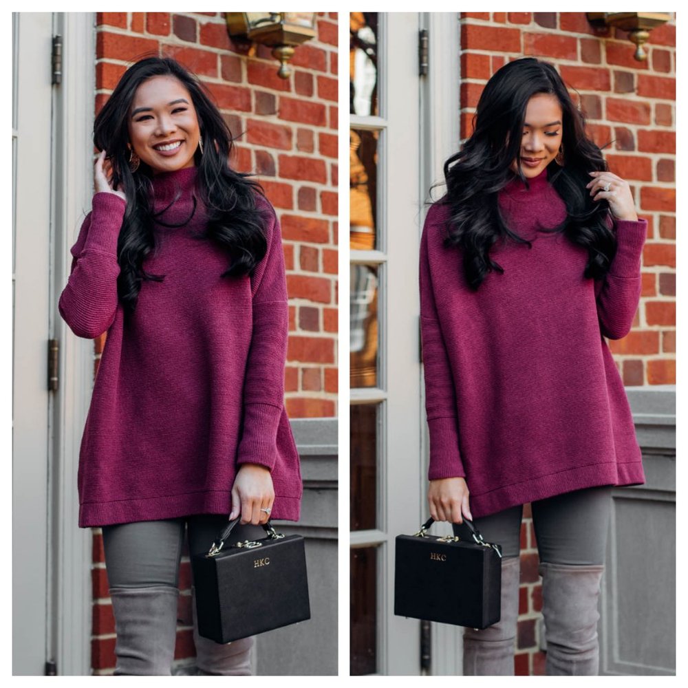 Free People Ottoman Slouchy Sweater in Mulberry